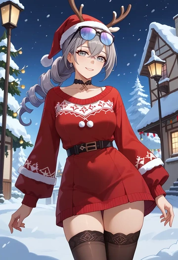 star rail,silver wolf,sweater,stockings,Thigh garters  - AI generated anime art